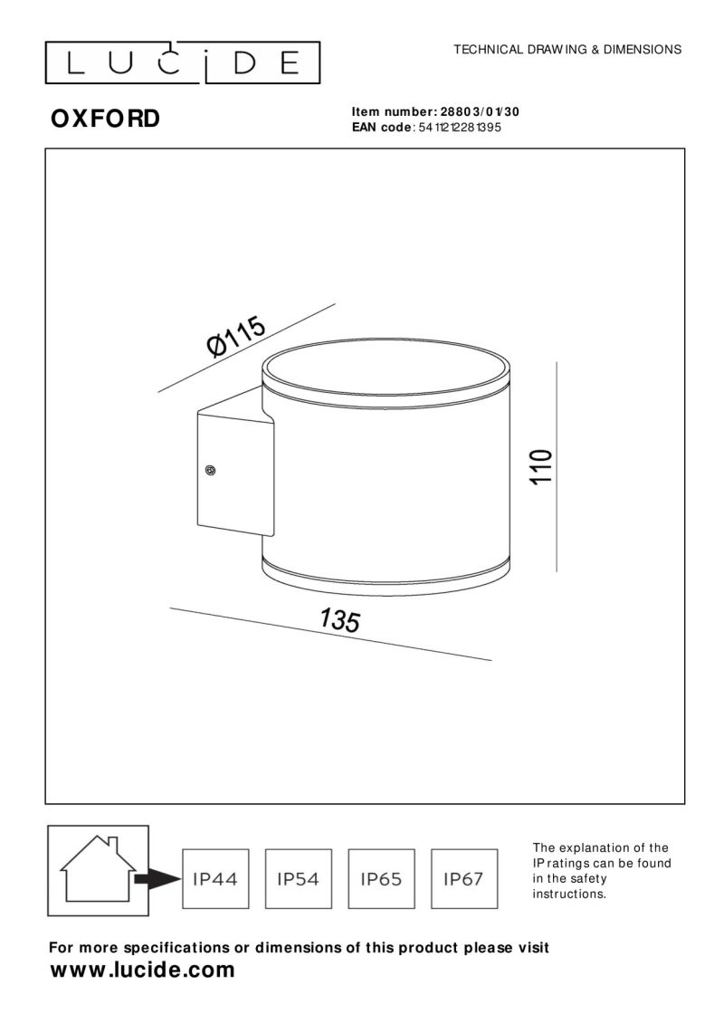 Lucide OXFORD - Nástenné svietidlo Vonkajšie - 1xG9 - IP54 - Čierne